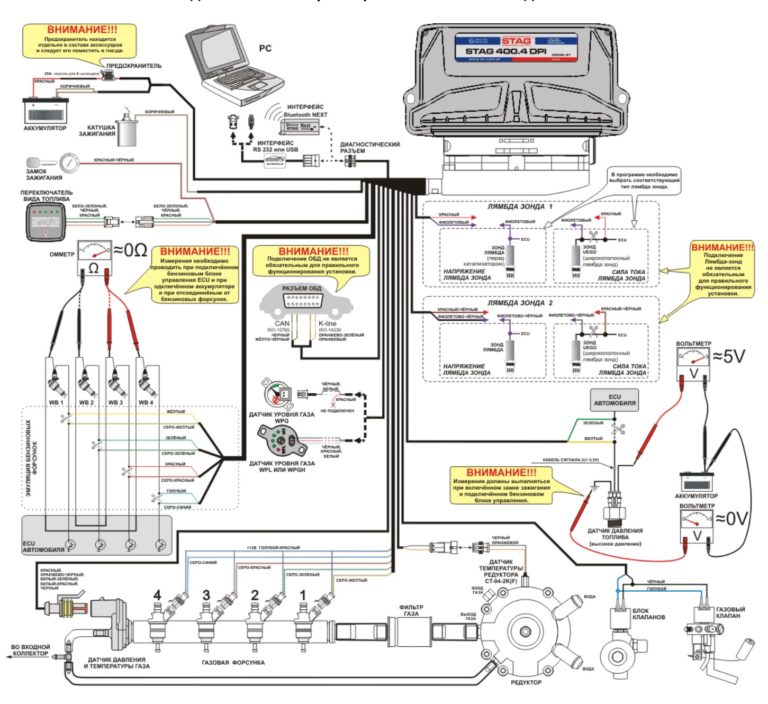 Схема газового оборудования автомобиля 4 поколения
