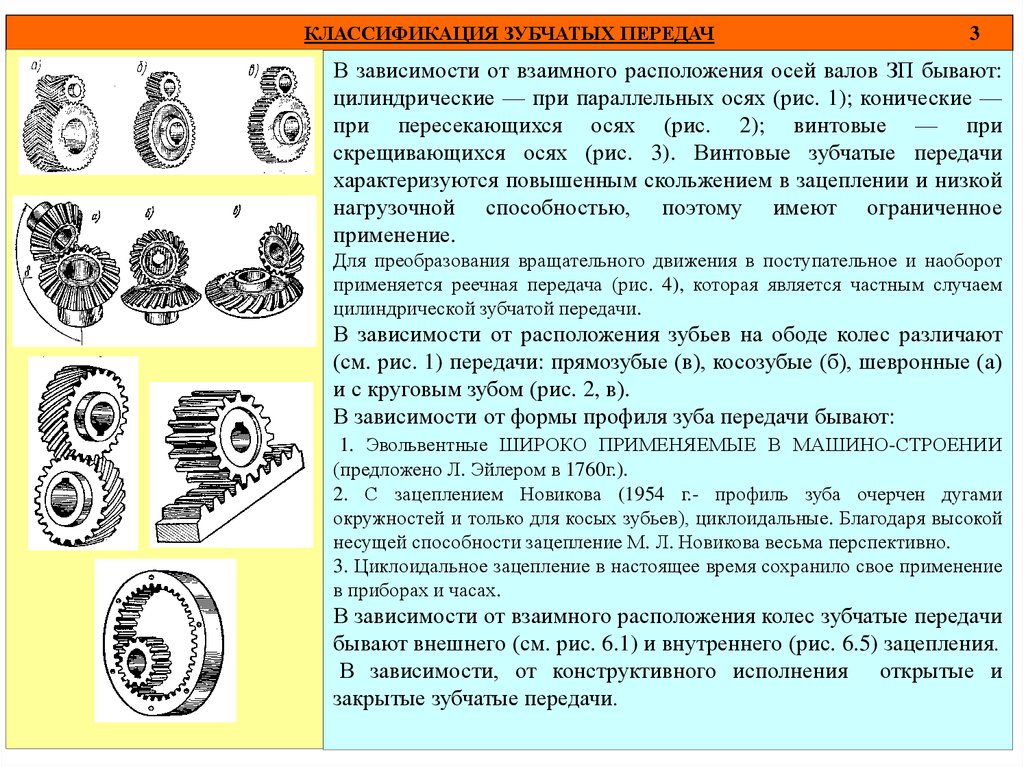 Существуют передачи. Классификация зубчатых передач по форме профиля зуба. Классификация зубчатых передач по расположению осей валов. Классификация зубчатых колес по форме зубьев.. Классификация зубчатых передач по типу зубьев.