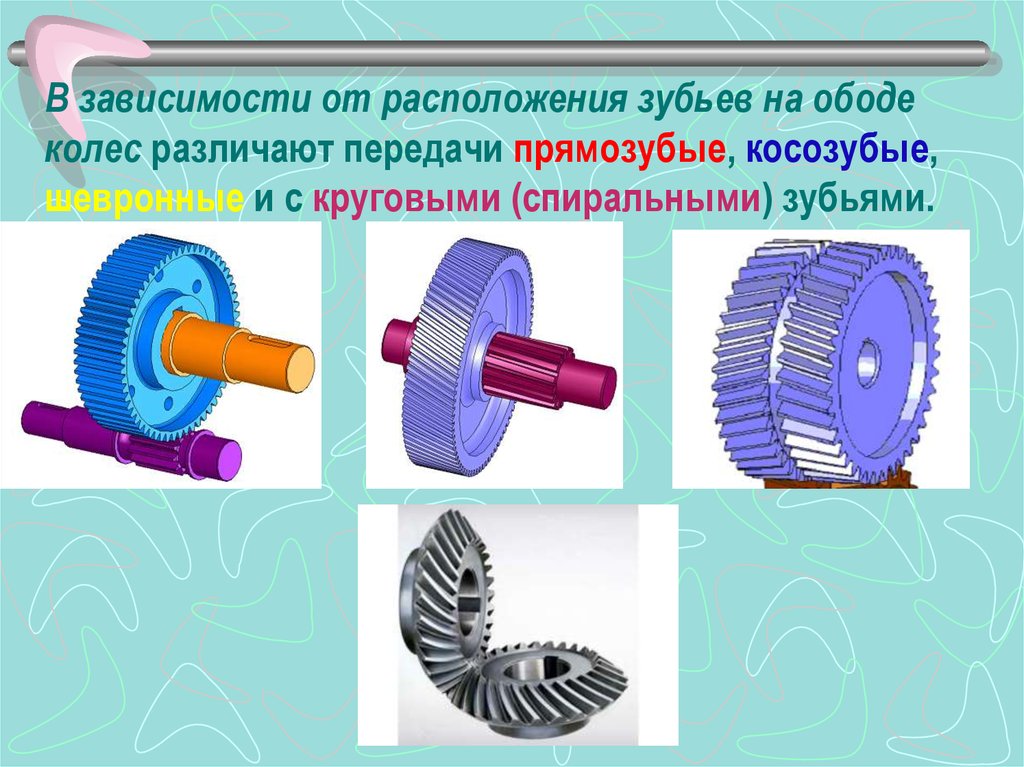 В зависимости от расположения. Цилиндрическая зубчатая передача. Прямозубые и косозубые колеса. Виды цилиндрических зубчатых передач. Зубчатые передачи Общие сведения.
