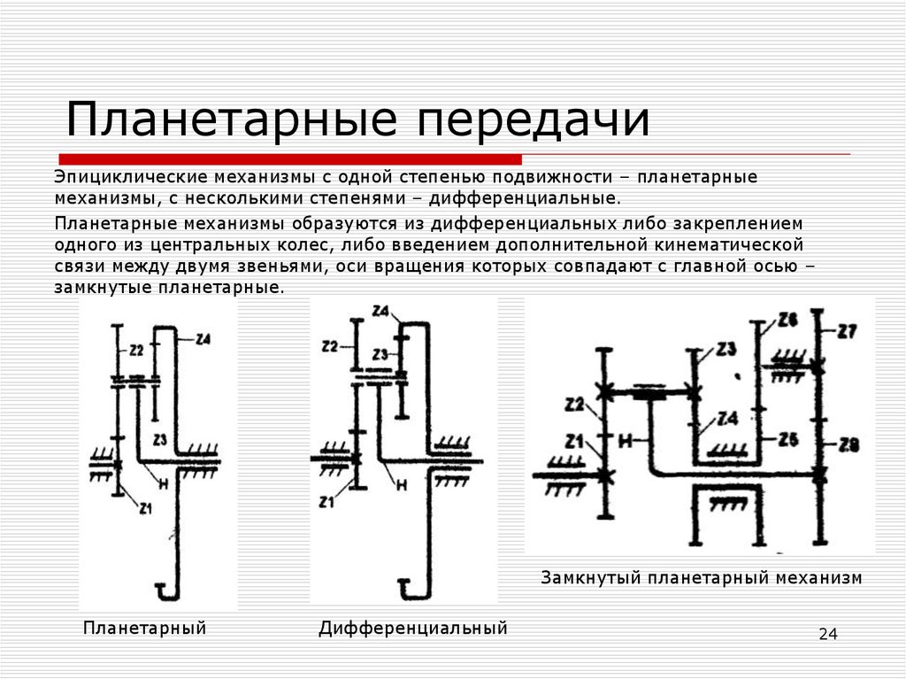 Схемы планетарных механизмов