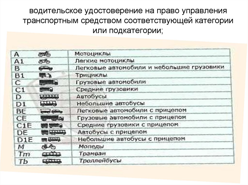 Что означают в правах категории нового образца