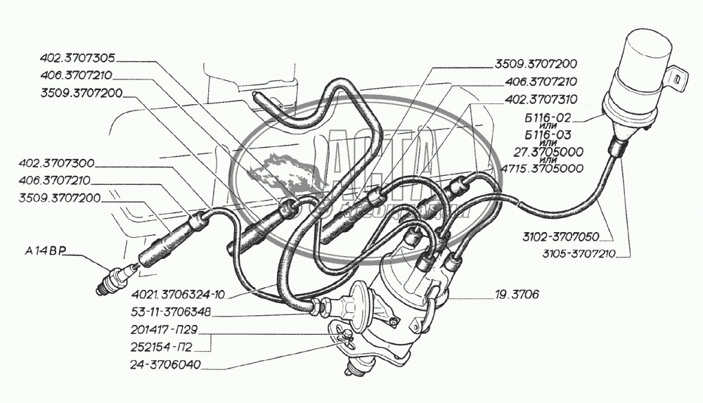 Схема зажигания уаз 402 двигатель карбюратор