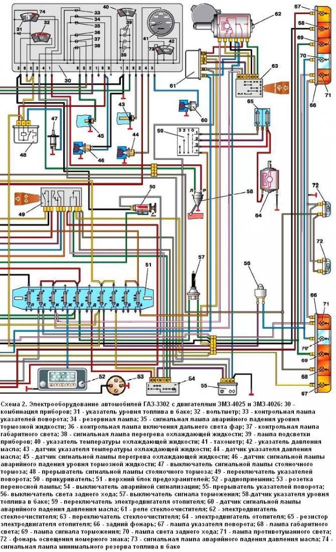 Схема проводки газ 3302