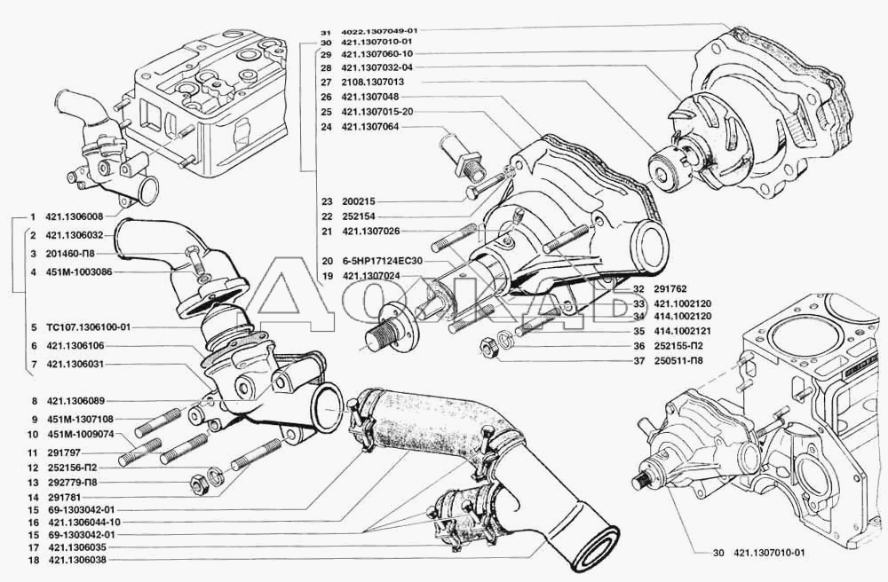 Схема двигателя уаз 421. Термостат УАЗ 31519. Схема охлаждения УАЗ Буханка с двигателем 421. Корпус термостата 405 схема. Термостат 409 схема.