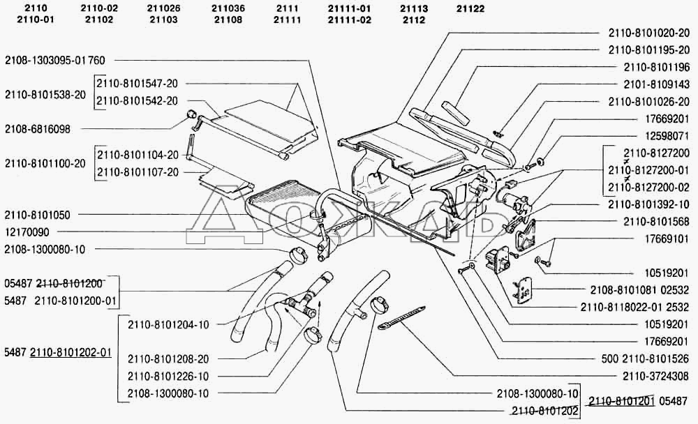 Ваз 21 10 схема печки
