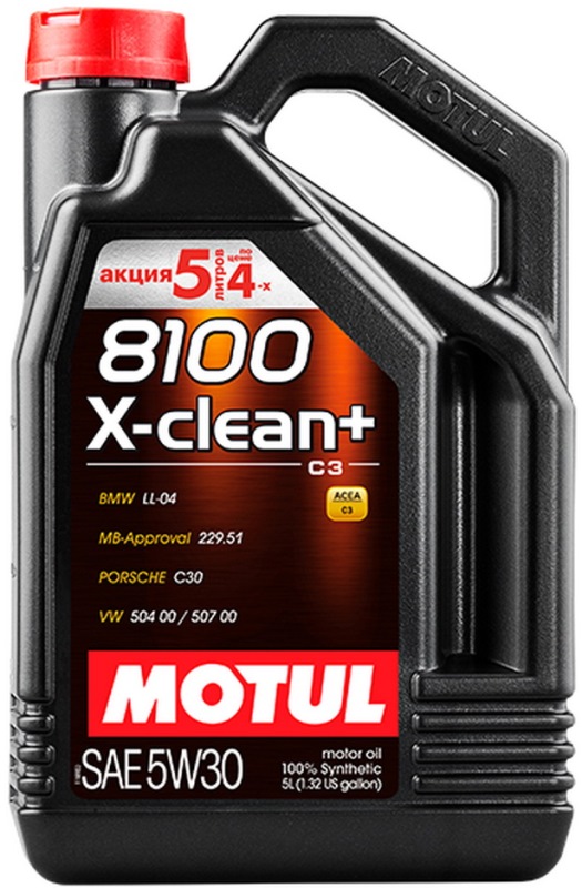 Моторное масло мотюль 5w30 характеристики:  Motul 8100 X-clean+ .