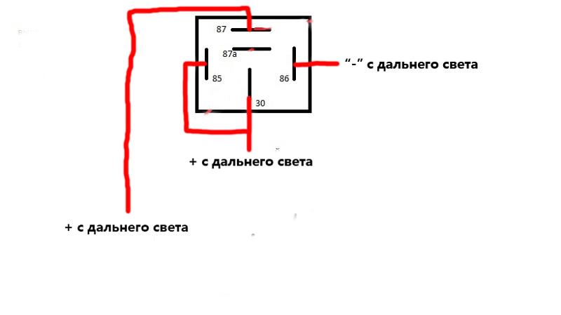 Схема подключения линзы через реле