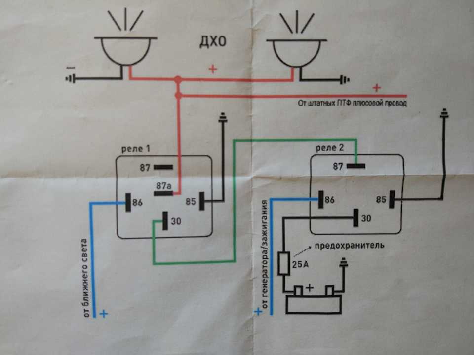 Как правильно подключить противотуманки через реле схема подключения