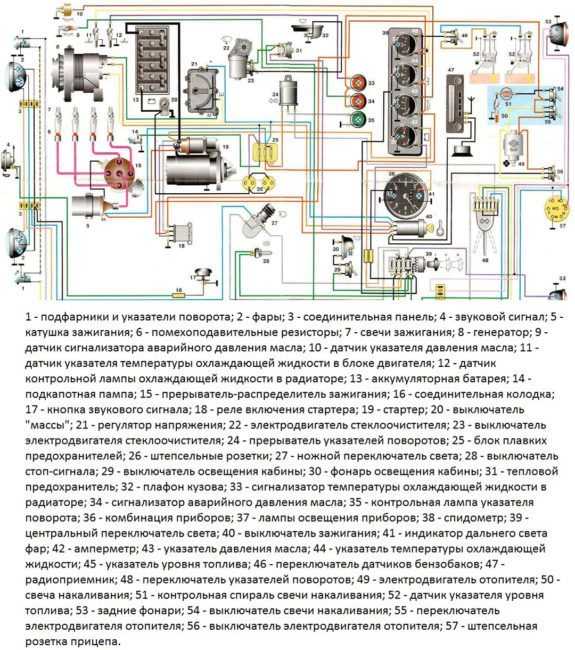 Электрическая схема уаз буханка с карбюраторным двигателем и бесконтактным зажиганием