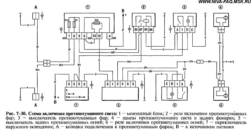 Схема подключения птф ваз 2110 старая панель через монтажный блок