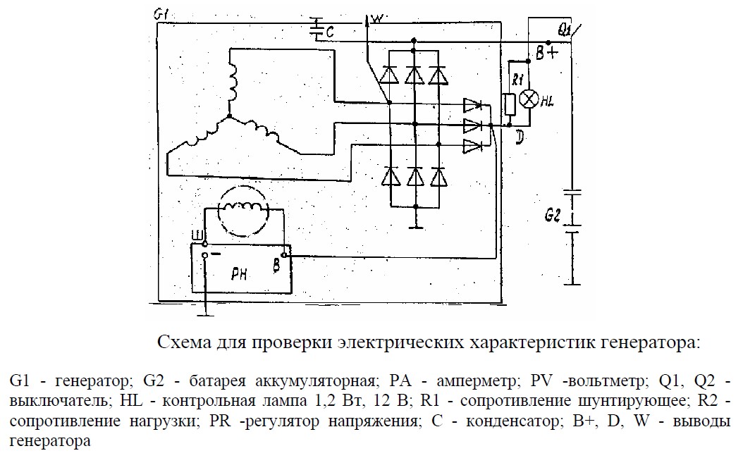 Электрическая схема автомобильного генератора