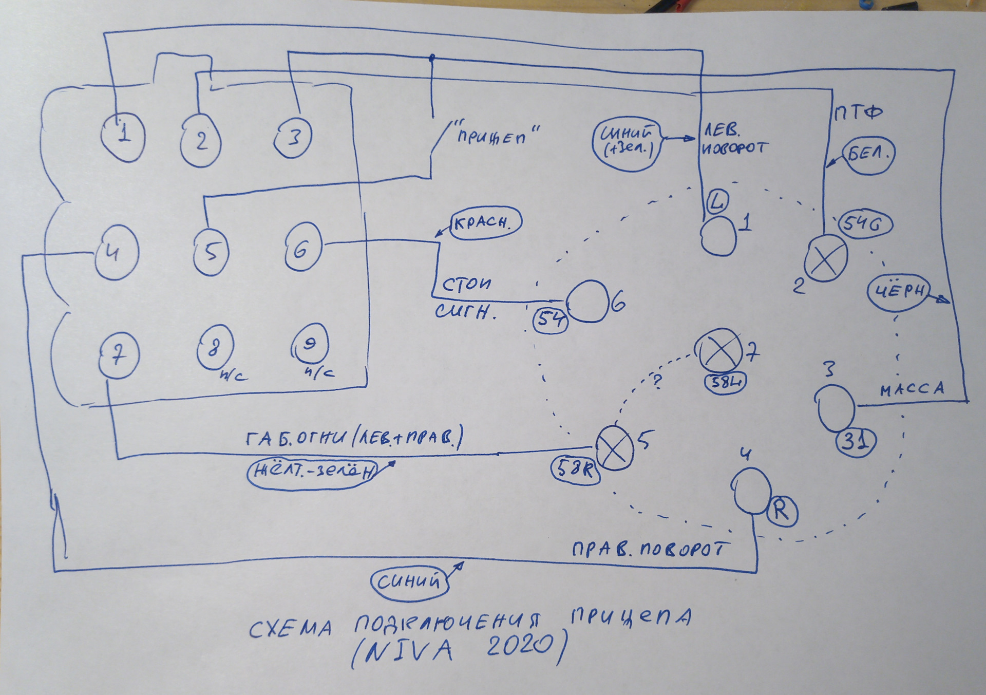 Схема подключения розетки фаркопа нива шевроле