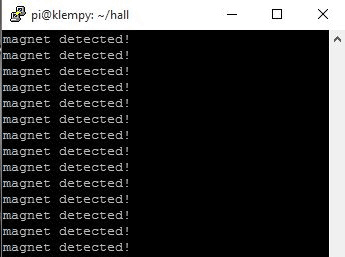 Magnet detected using Hall sensor with Raspberry Pi