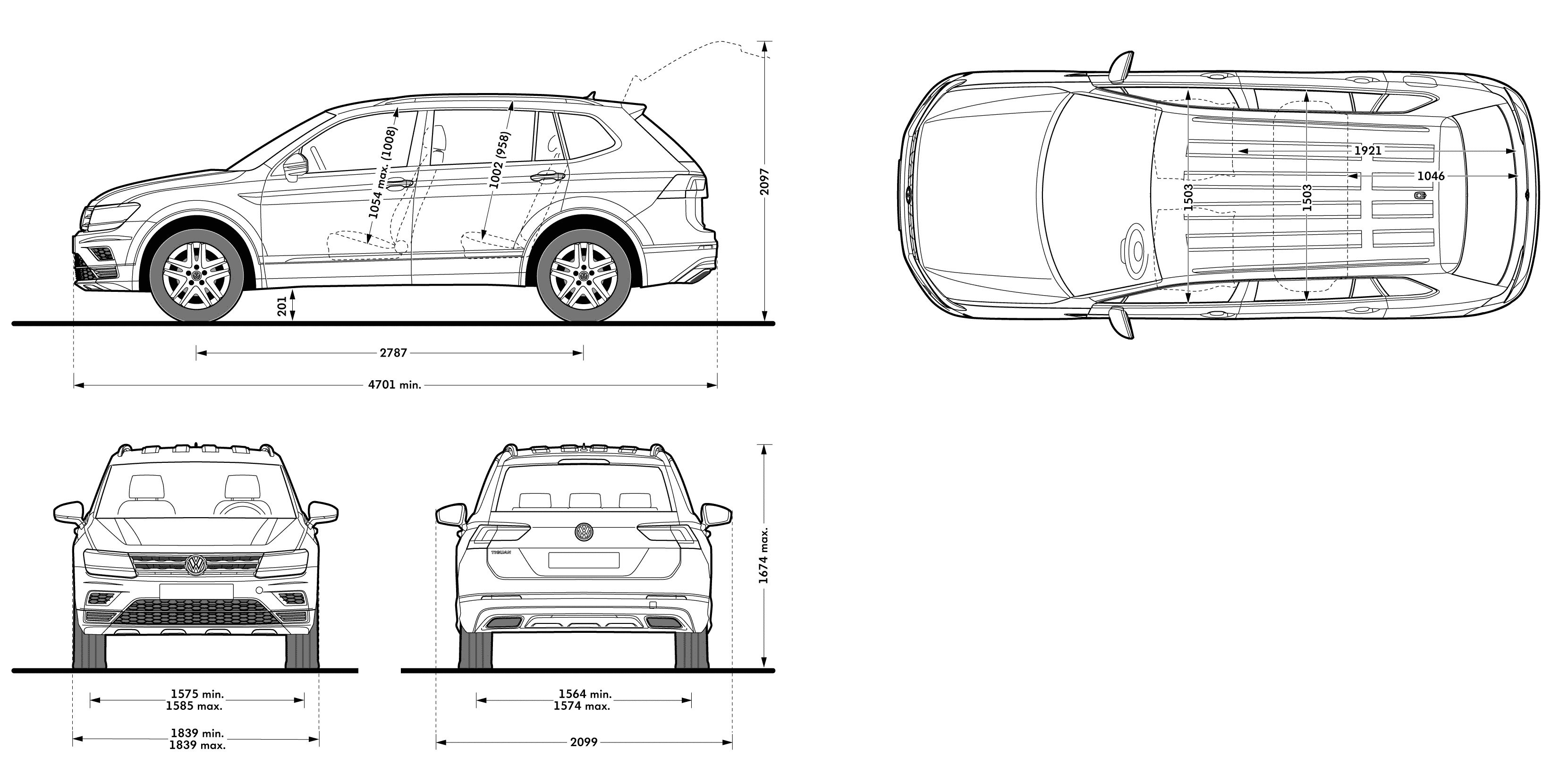 Volkswagen Tiguan 2018 чертеж