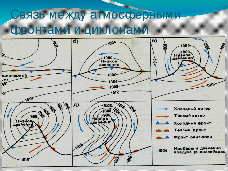 Циклоны и фронты на карте. Циклон антициклон теплый и холодный фронт. Атмосферные фронты циклоны и антициклоны. Тёплый атмосферный фронт циклон антициклон. Холодный фронт антициклон карта.