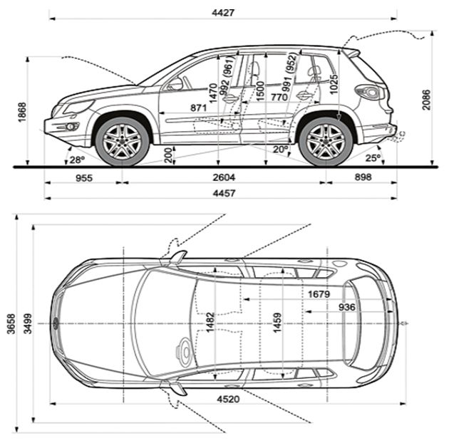 Фольксваген тигуан чертеж