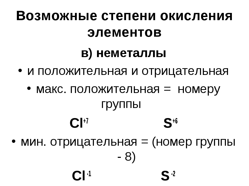 Определить степень окисления элементов в следующих веществах