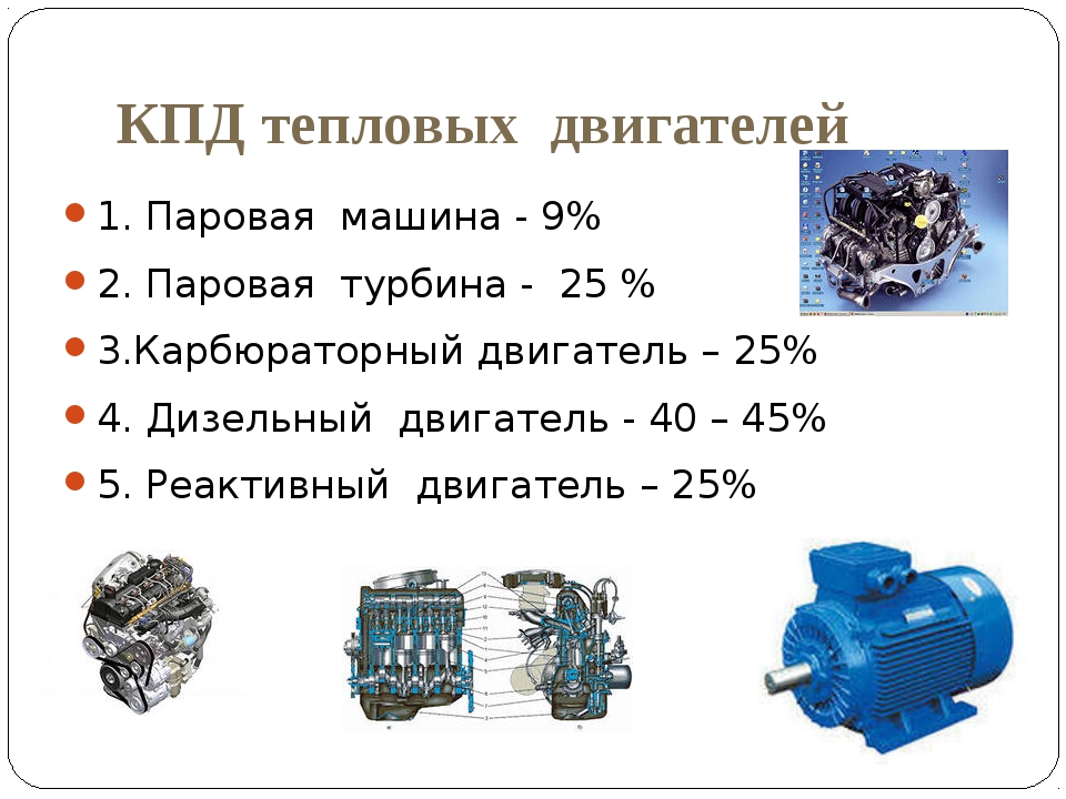 Презентация тепловых двигателей кпд тепловых двигателей