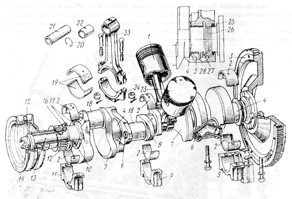 Схема коленвал газ 53