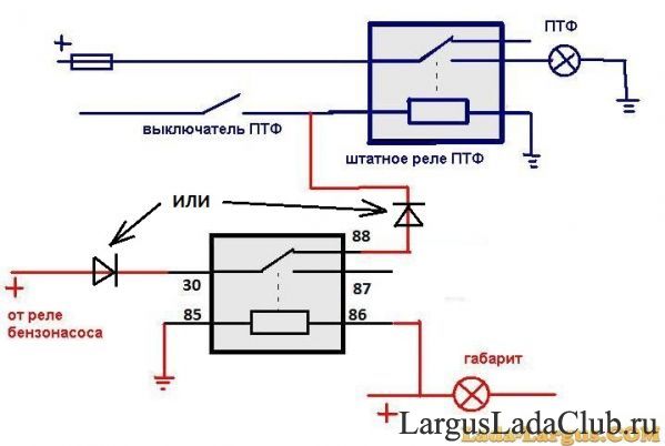 Схема подключения бензонасоса через реле