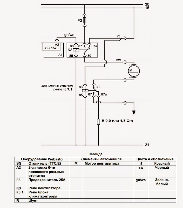 Схема электропроводки вебасто