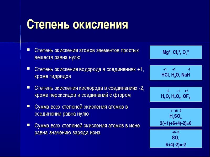 Поурочный план степень окисления