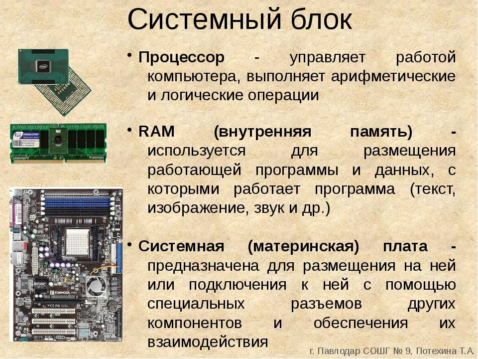 Презентация из чего состоит компьютер 7 класс