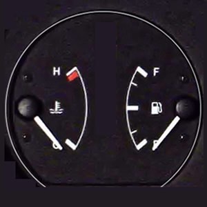 Car temperature and fuel gauge
